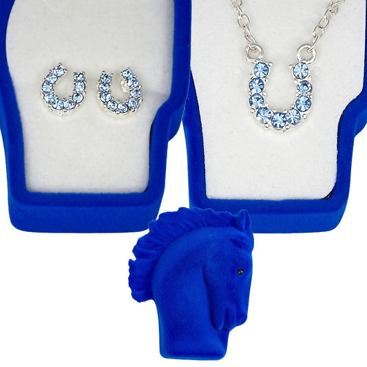 COMBO HORSESHOE NECK\EARING SAPPHIRE