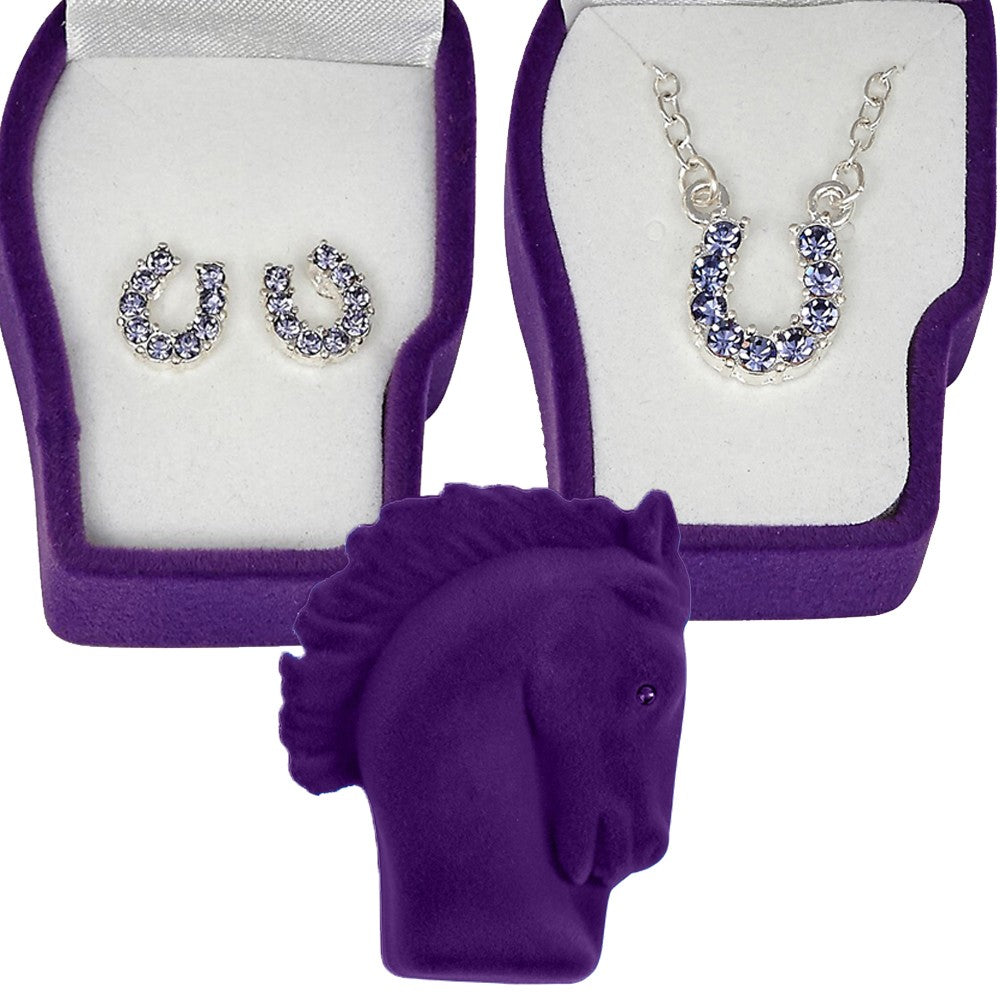 PURPLE HORSESHOE NECK/EARINGS