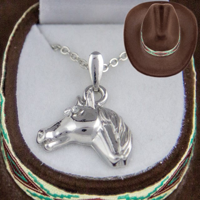 NECKLACE- CLEAR RHINESTONE HORSESHOE