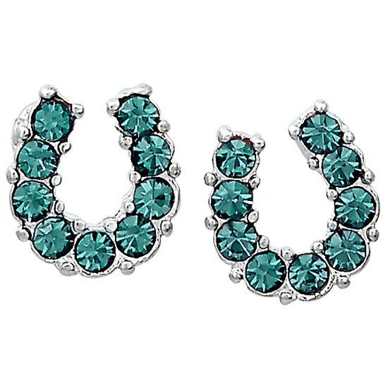 AQUA HORSESHOE NECK\EARINGS