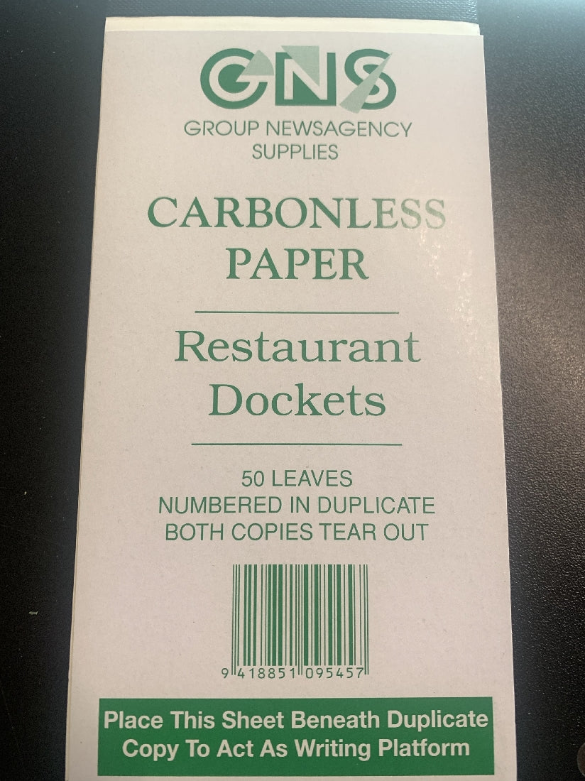 DOCKET BOOK GNS 9545 RESTAURANT C/LESS SML PK10