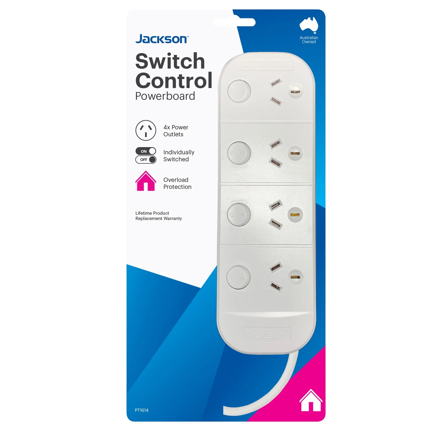 POWERBOARD JACKSON INDUSTRIES 4 OUTLET OVERLOAD SWITCHED WHITE